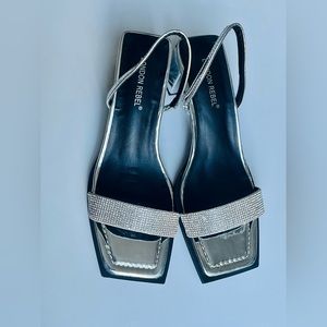 Silver Low block Heels